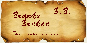 Branko Brekić vizit kartica